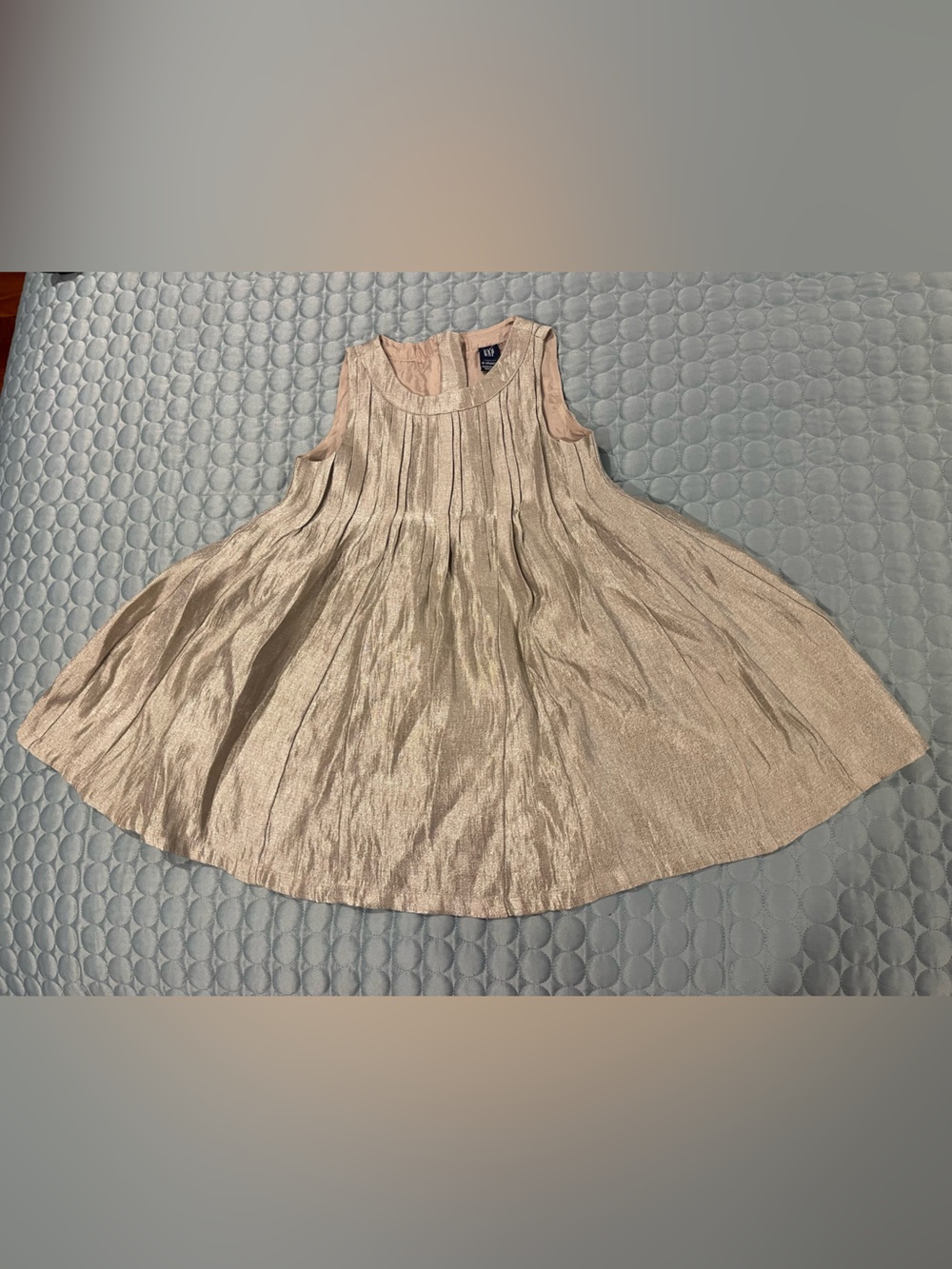 Vintage Baby GAP Girls Metallic Champagne Sleeveless Party Dress 18-24 Months